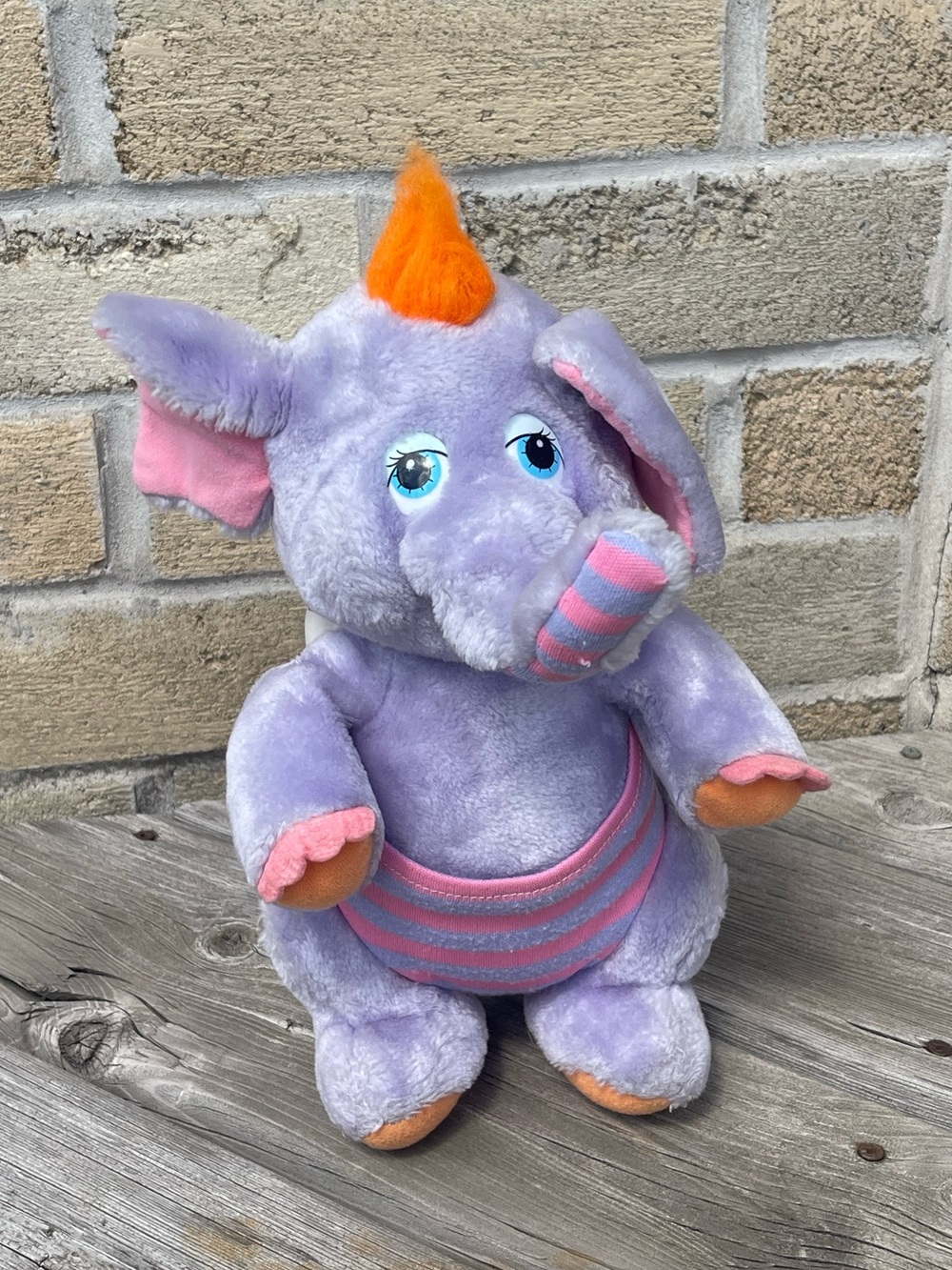 Disney Wuzzles Plush Eleroo Purple 12" Stuffed Hasbro Softies Elephant 80’s